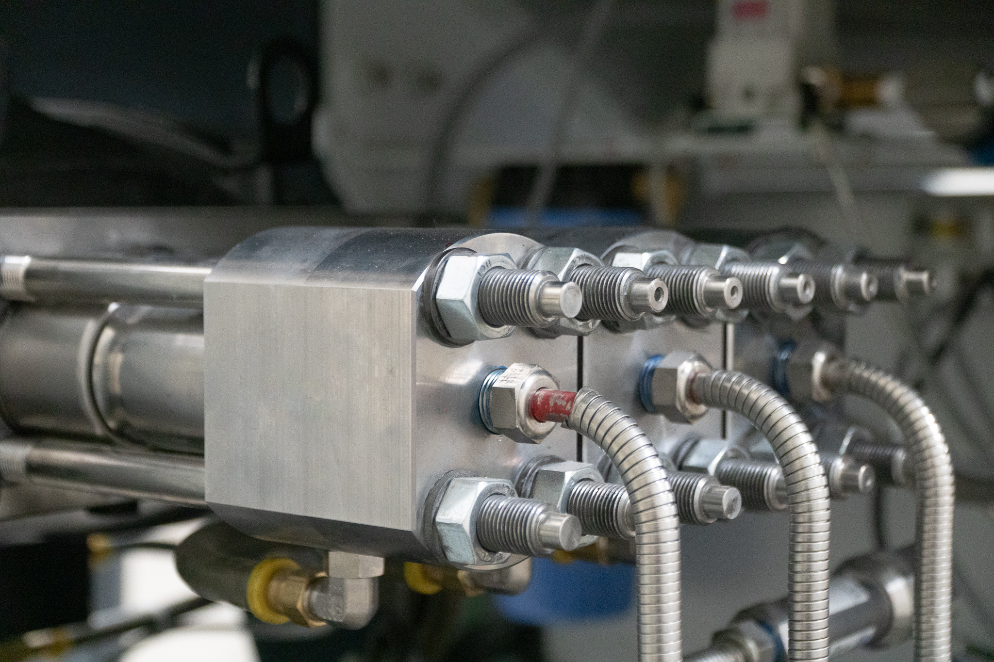 Close up of an intensifier pump