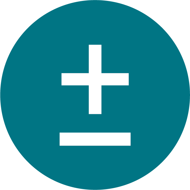 Icon of a plus and minus to show tolerance in a circle