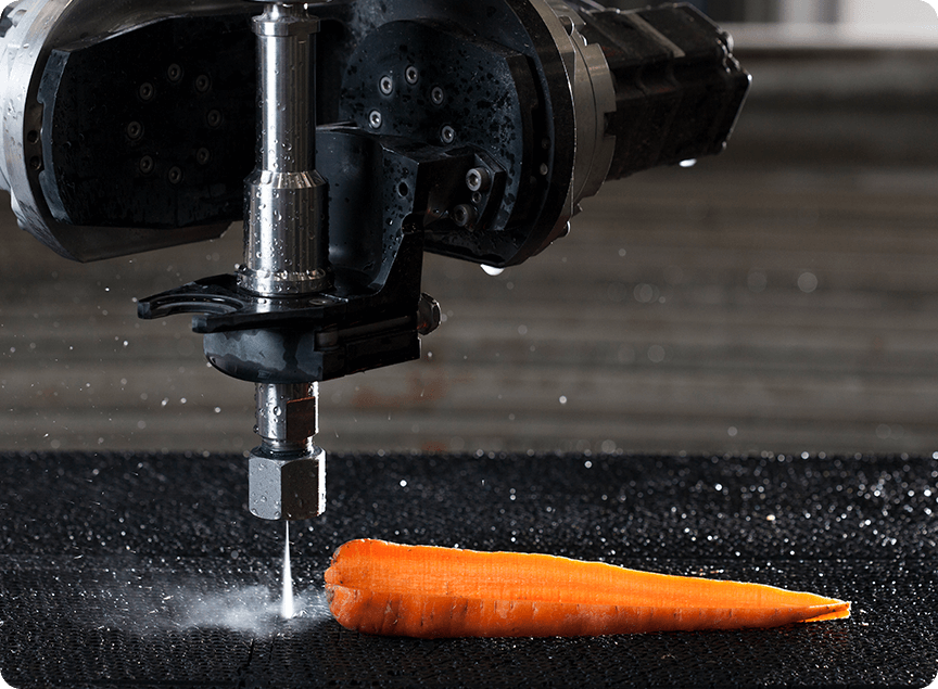 waterjet cutting carrots