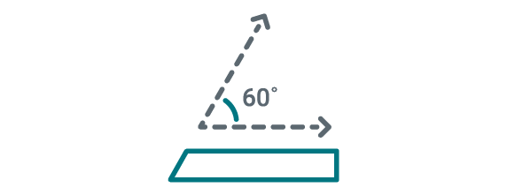 Icon demonstrating 60 degrees of motion