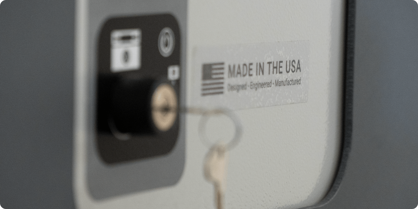 Close up of a pump with a Made in the USA sticker